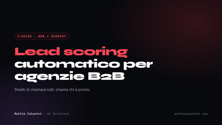 Lead Scoring Automatico con n8n e HubSpot: guida pratica per agenzie B2B