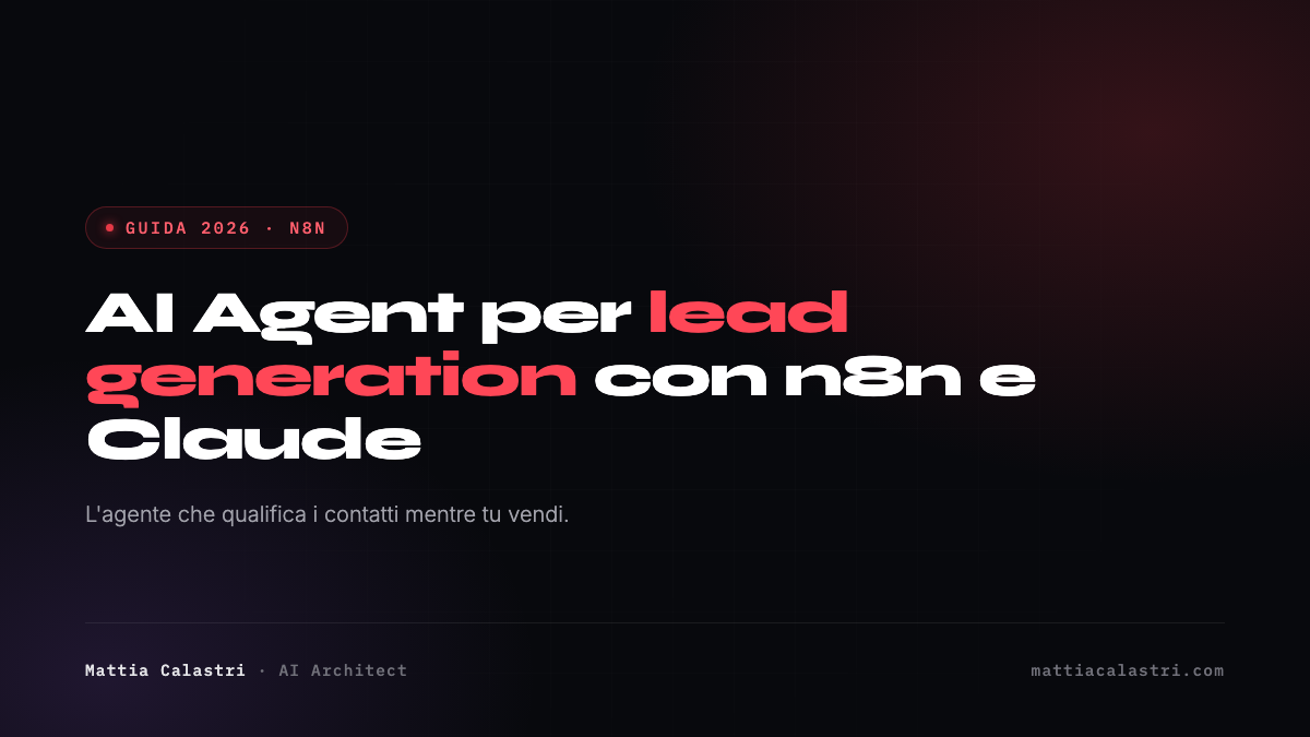 Copertina dell'articolo: AI Agent for Lead Generation with n8n & Claude AI: Guida 2026